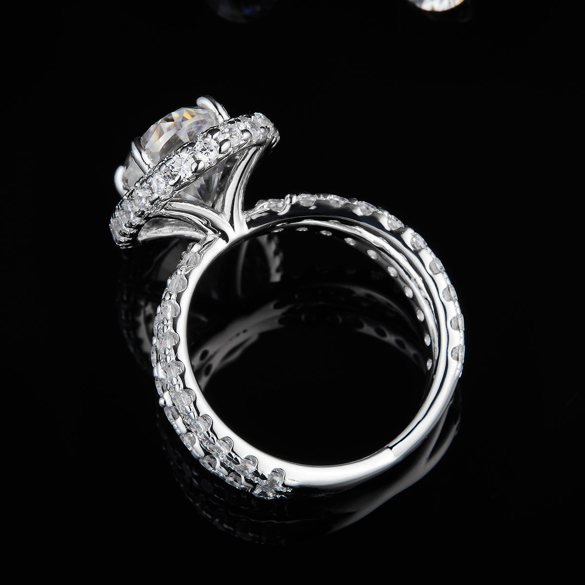 Luxury 4.5ct Moissanite Silver Rings Crossed Double Circle Circle Encircled Full Set Diamonds White Gold Plated Women's S925 Ring R0429