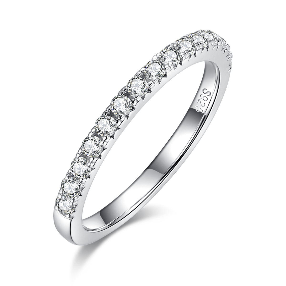 Four Claw Stacking Set Women's 1.0ct 6.5mm Round D Color Moissanite 925 Sterling Silver Ring R0004