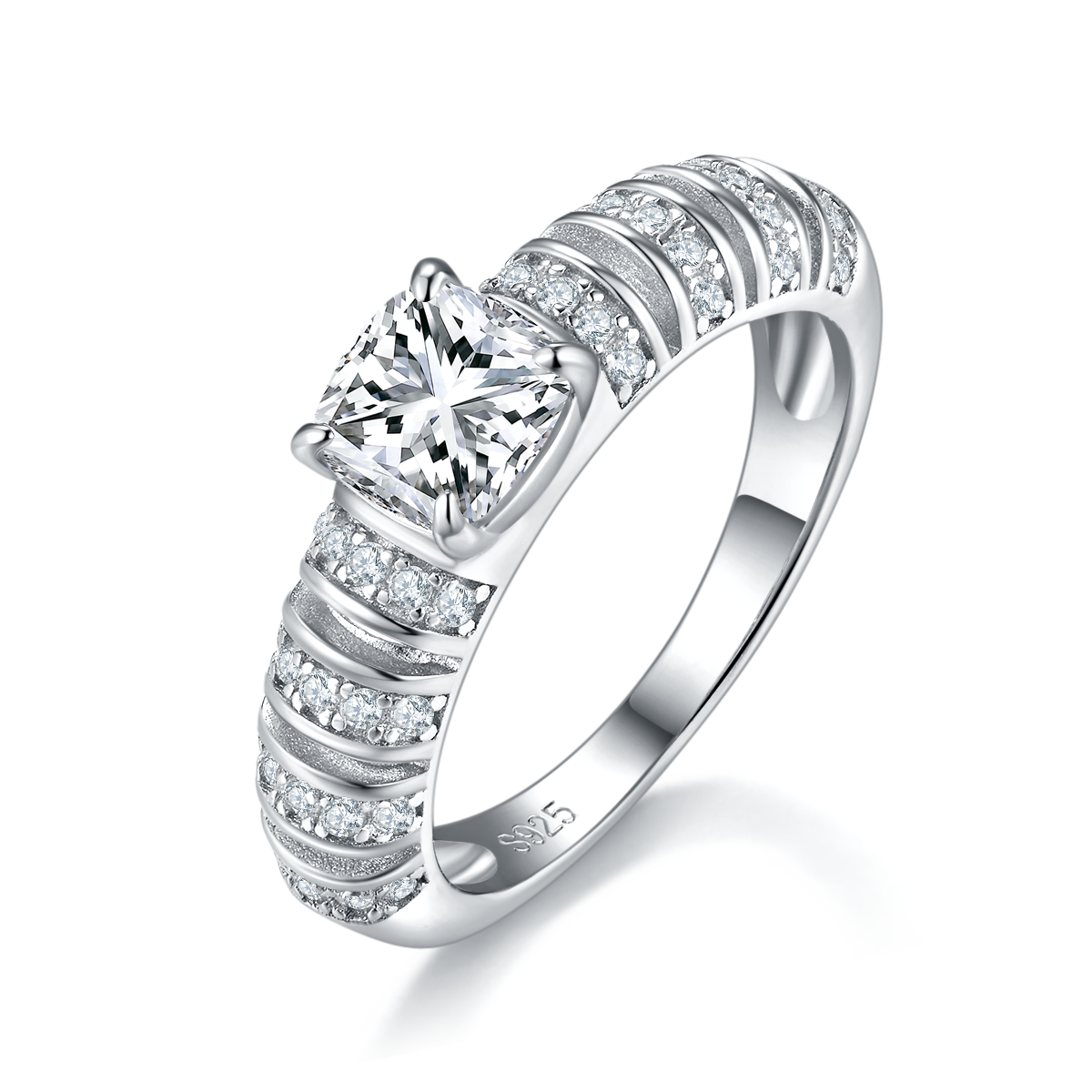 1.0ct Moissanite 925 Sterling Silver Rings Designed Thick Arm Cushion Cut Moissanite Diamond Women's S925 Ring R0267