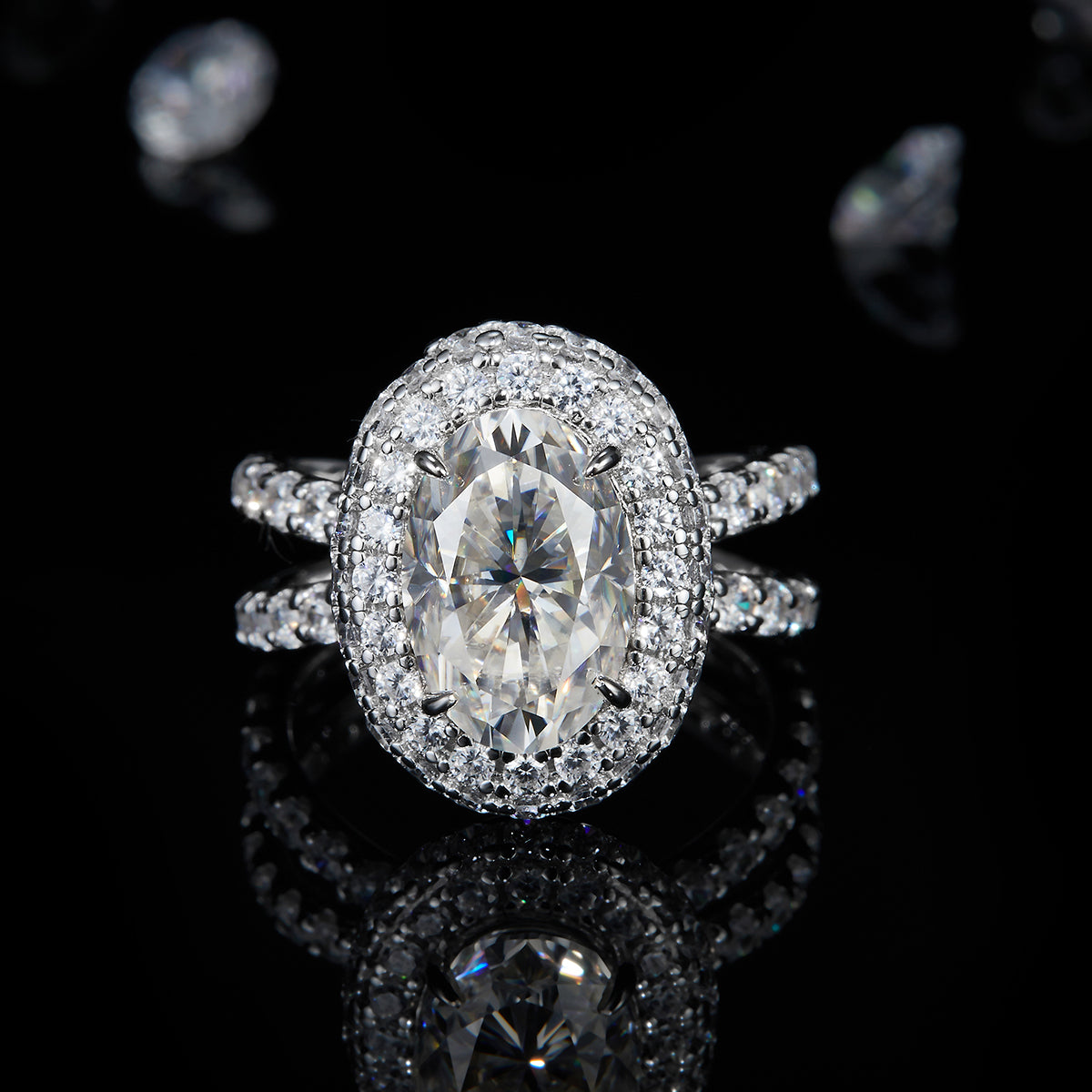 Luxury 4.5ct Moissanite Silver Rings Crossed Double Circle Circle Encircled Full Set Diamonds White Gold Plated Women's S925 Ring R0429