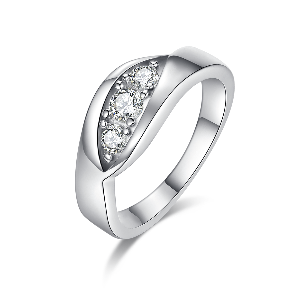 Moebius Loop White Gold Plated 0.2ct Moissanite D Color Diamond Women's 925 Sterling Silver Ring Designs R0023